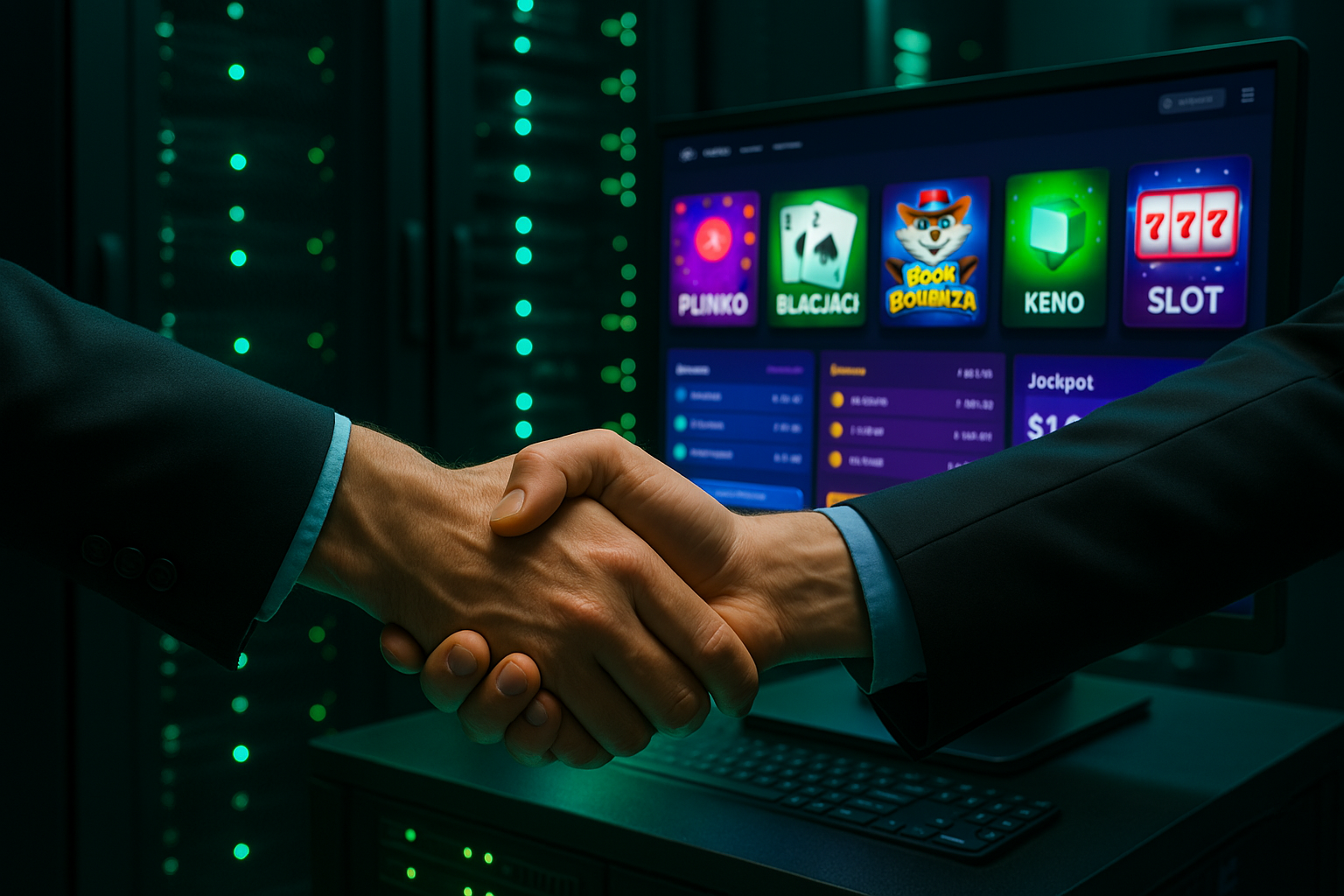 Conceptual image representing a business partnership handshake